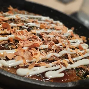 Corn and mushroom okonomiyaki