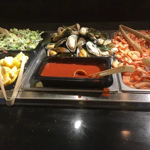 a variety of seafoods