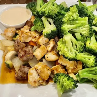 Hibachi Chicken and Steak with Broccoli