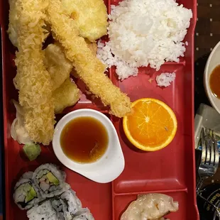 Lunchbox.  Comes with a bowl of salad and soup.  Fried rice add $1 more