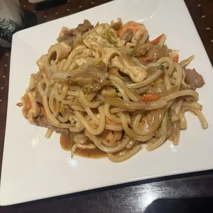 Spicy stir fry with Udon noodles.