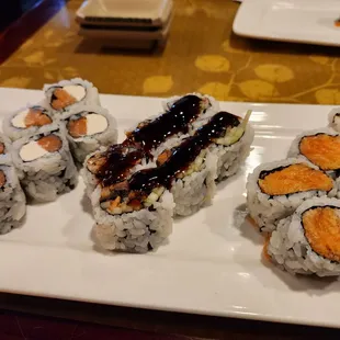 a plate of sushi