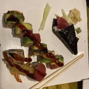 Tuna hand roll and Katana Roll
