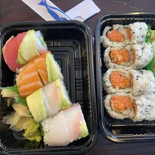 Rainbow Roll &amp; Spicy Crunchy Tuna Roll