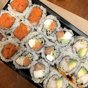 Spicy Crunchy Tuna Roll, Philadelphia Roll, California Roll