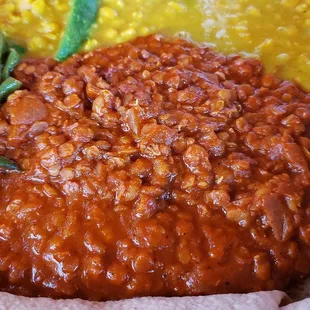 Misir wot ($11), vegan by default. Nicely done. Rich and savory.