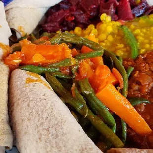 Fosolia ($11), vegan by default. Tasty green beans and carrots.