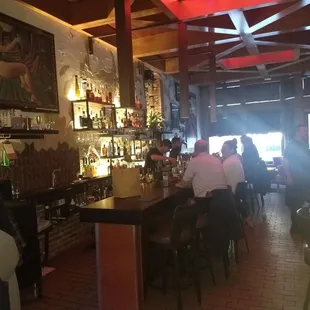 The bar and the front entrance.