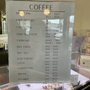 coffee menu