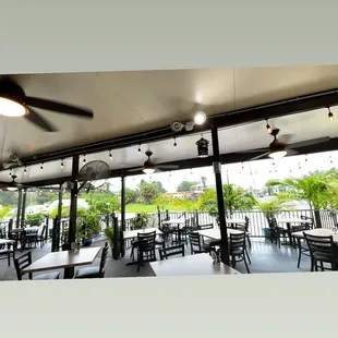 a view of the outdoor dining area