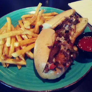 Philly cheese steak and fries