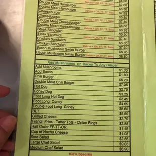 sushi and sashimi, menu