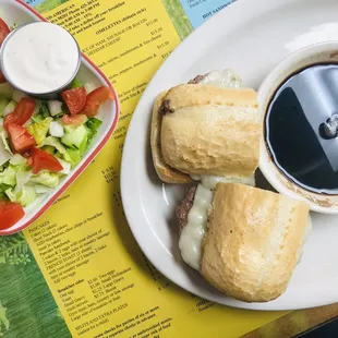 Western Dip and salad with blue cheese dressing.