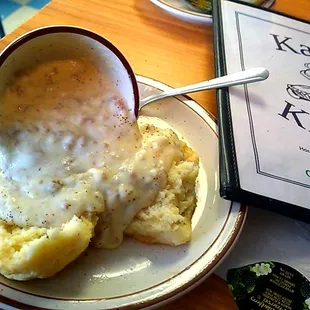 Oops Gravy Bowl fell over on Biscuits didn&apos;t miss a drop.