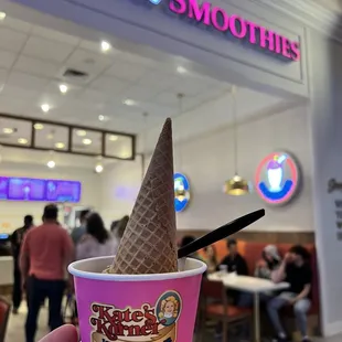 One scoop with a cone