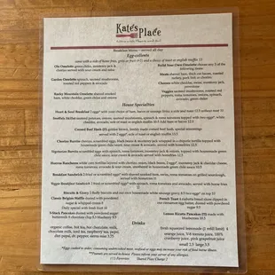 Breakfast Menu