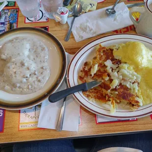 Amazing Eggs Benedict and biscuits and gravy...perfect way to start the day!