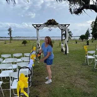 Kathie is hard at work setting up for another special day