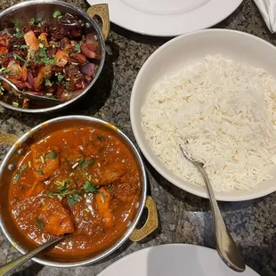 Goat Bhutuwa (top) &amp; Chicken Curry (bottom)