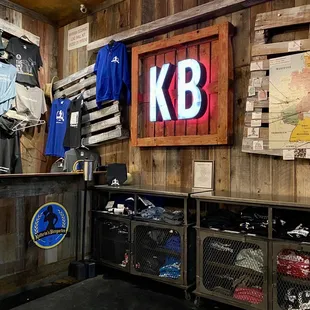 Hostess podium and merchandise for sale