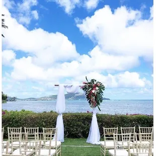 Villa Elizabeth garden over looking the ocean. Intimate Wedding Day reception.