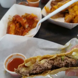Taco burger had some pink but ate it anyways because I was hungry and wasn&apos;t gonna wait for another to be made. Regular tacos are better.