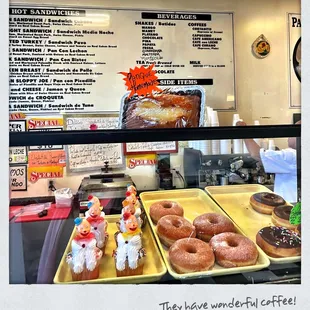 the menu and pastries