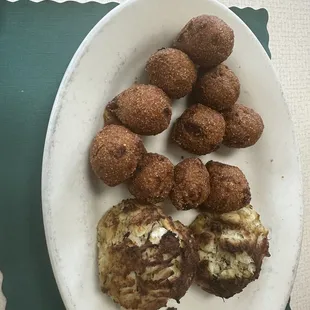 Crab cakes and hush puppies