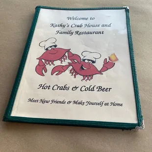 crab and lobster menu