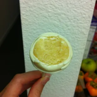 White chocolate cake pop, bitten!