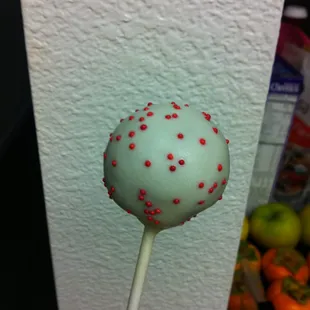 Red velvet cake pop, whole!