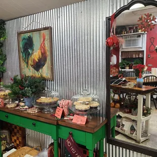 a table with pies and pies on it