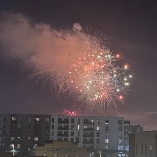 View of fireworks  across sky