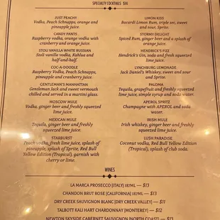 Specialty Cocktails + Wine