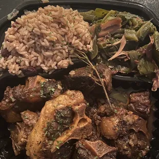 Oxtails Meal w/ rice and peas and collard greens