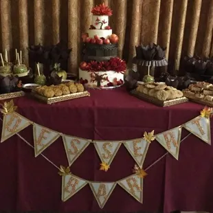 a table of desserts