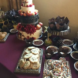 a table full of desserts