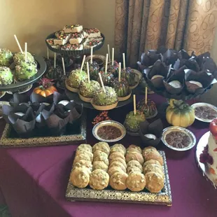 a table full of desserts