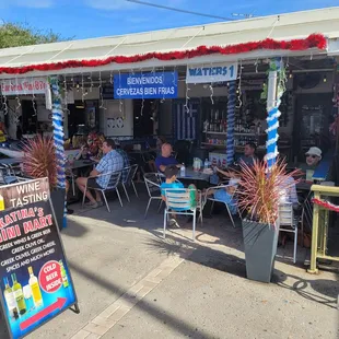 people eating outside