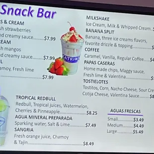 Dessert &amp; Snack Menu