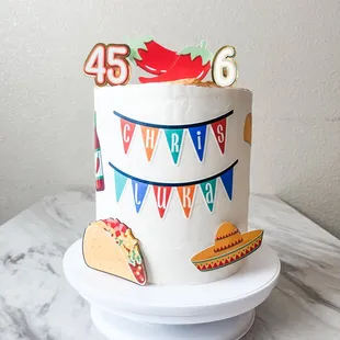 Fiesta themed double celebration cake
