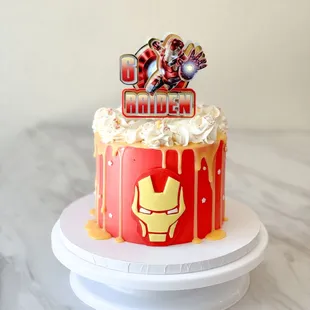 Light up topper Iron Man theme 6&quot; half size cake