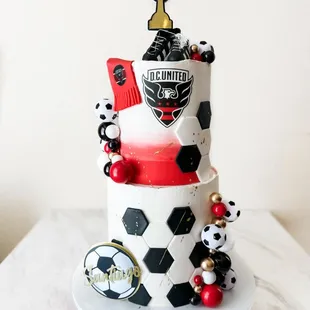 DC United Soccer theme standard size 2 tier cake