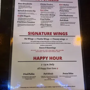 the menu