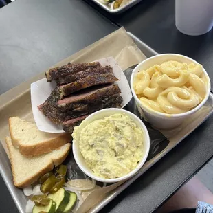 Brisket, Mac &amp; Cheese, potato salad