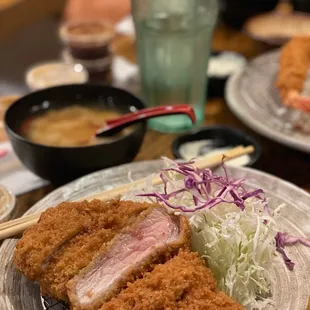 Pork loin katsu - not crunchy/crispy with pink in the middle of pork