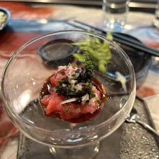 a bowl of food on a table