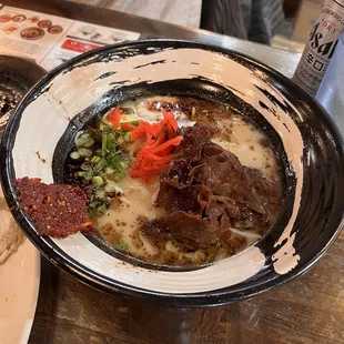 Black Garlic Tonkotsu with beef substitution