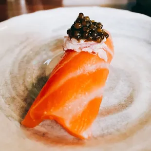 Salmon with Black Caviar