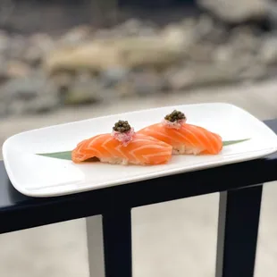 Salmon w/ black caviar (IG: hangryforwhat)